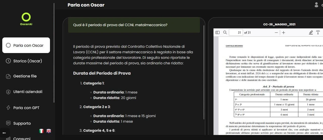 Oscar AI legge i documenti e risponde alle domande in linguaggio naturale